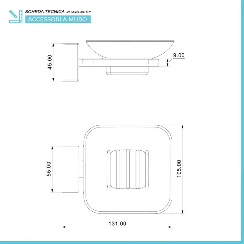 Set accessori a muro 6 pezzi in acciaio cromato e viti incluse Velvet