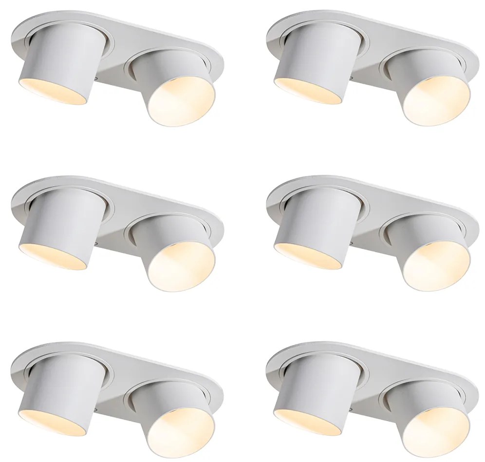 Set di 6 faretti da incasso bianchi a 2 luci GU10 50mm - Installa