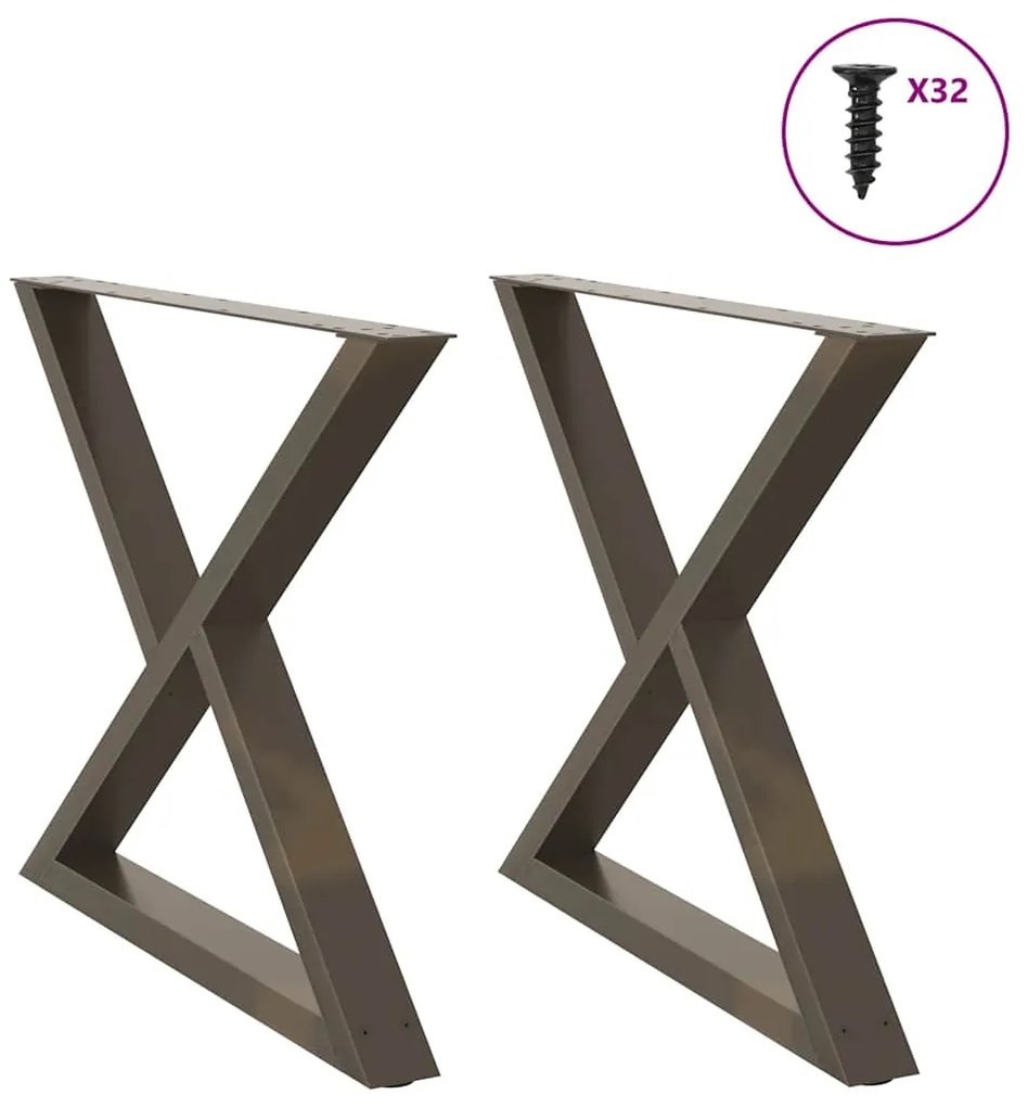 Gambe Per Tavolo Da Pranzo 2 Pz Naturale 90x(72-73,3)cm Acciaio /
