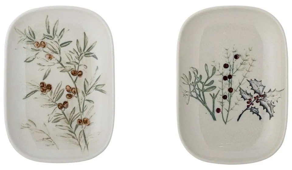 Set di 2 piatti da dessert in gres bianco con motivo natalizio Hollie - Bloomingville