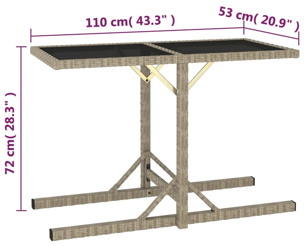 Tavolo da Giardino Beige 110x53x72 cm in Vetro e Polyrattan