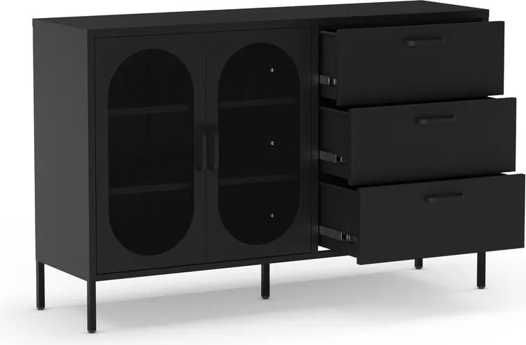 Cassettiera nera 140x90 cm Diora - Marckeric