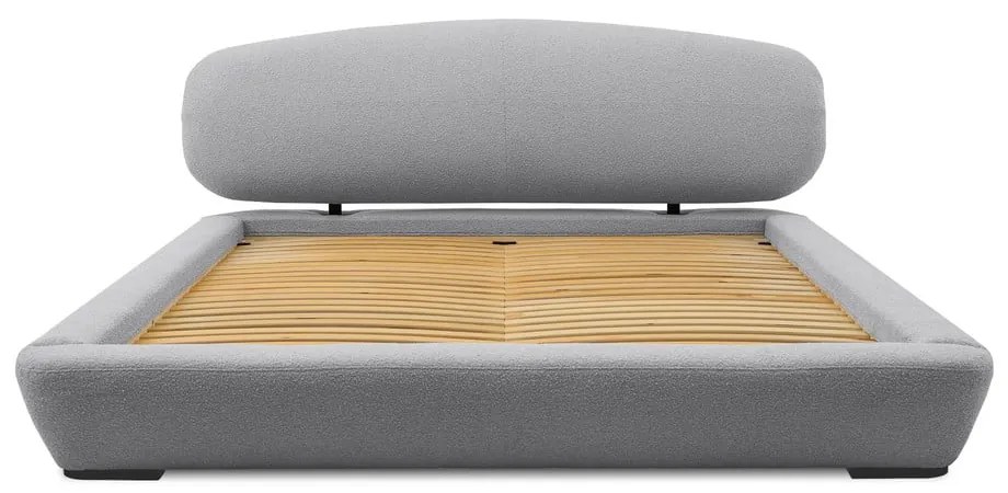 Letto matrimoniale imbottito grigio con doghe in legno 160x200 cm Odette - Scandic