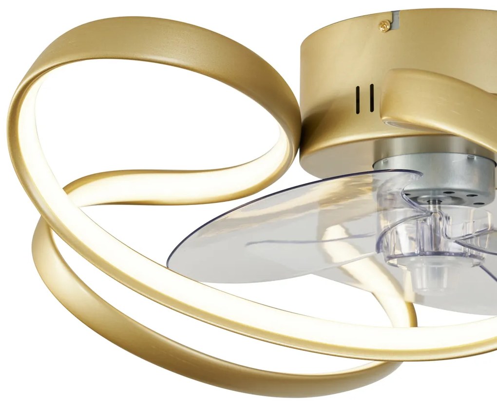 Ventilatore da soffitto ottone 55 cm con LED dimmerabile con telecomando - Mandy