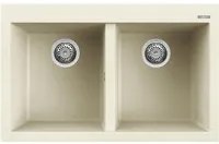 Lavello Elleci Incasso 2 vasche 79x50 Quadra 350 Granitek Bianco Antico LGQ35062