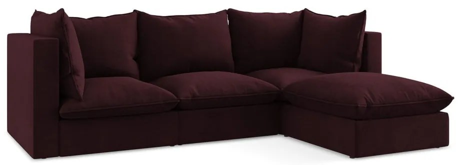 Divano angolare burgundy (con penisola a destra/con chaise lounge) Manao – Makamii