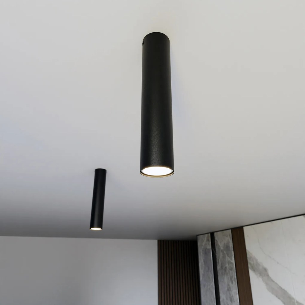 Plafoniera Moderna Faretto Marduk 1 Luce Acciaio Nero 30 Cm