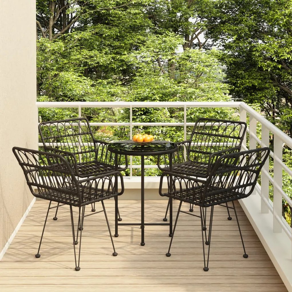 Set Da Pranzo Da Giardino 5 Pz Nero İn Polyrattan /