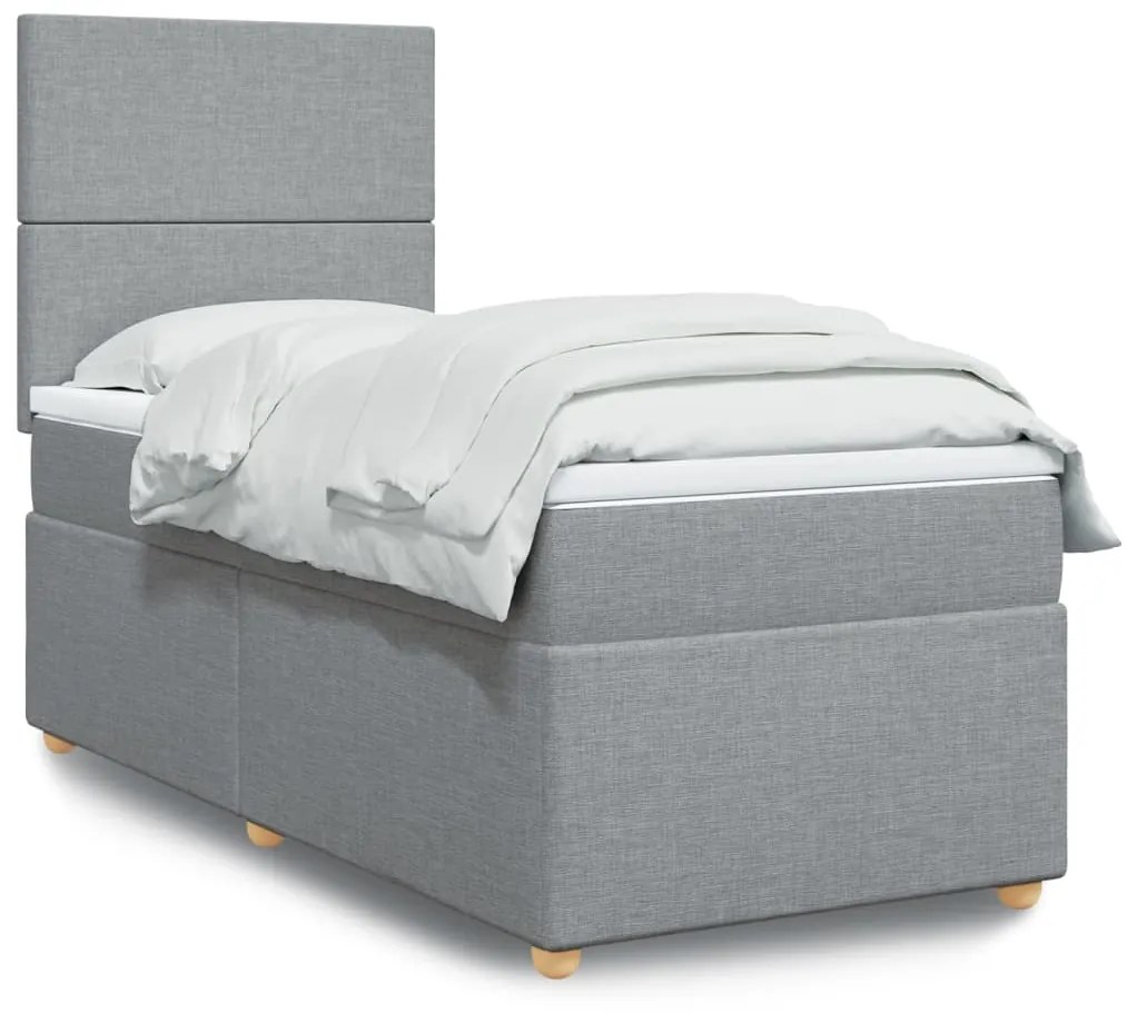 Giroletto A Molle Con Materasso Grigio Chiaro 90x190 Cm Tessuto /