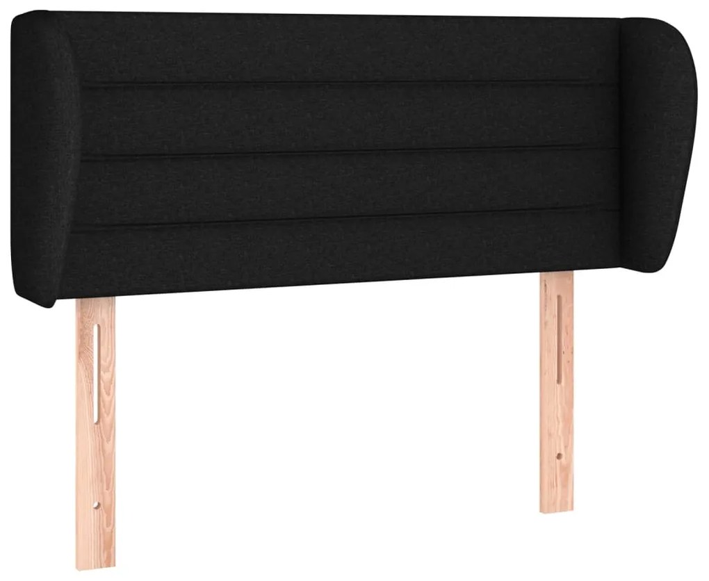 Testiera ad orecchio nera 93x23x78/88 cm in tessuto