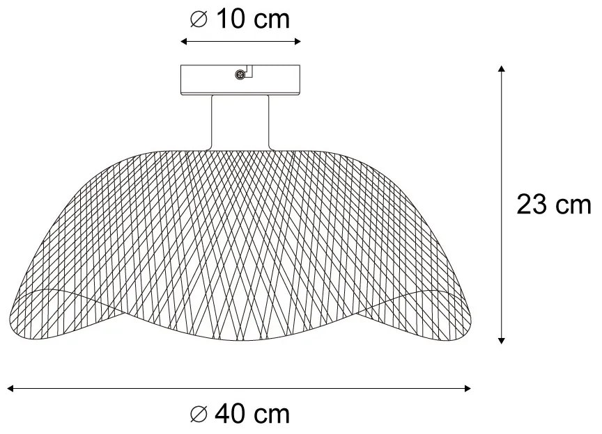 Plafoniera Art Déco in bambù nero 40 cm - Alka