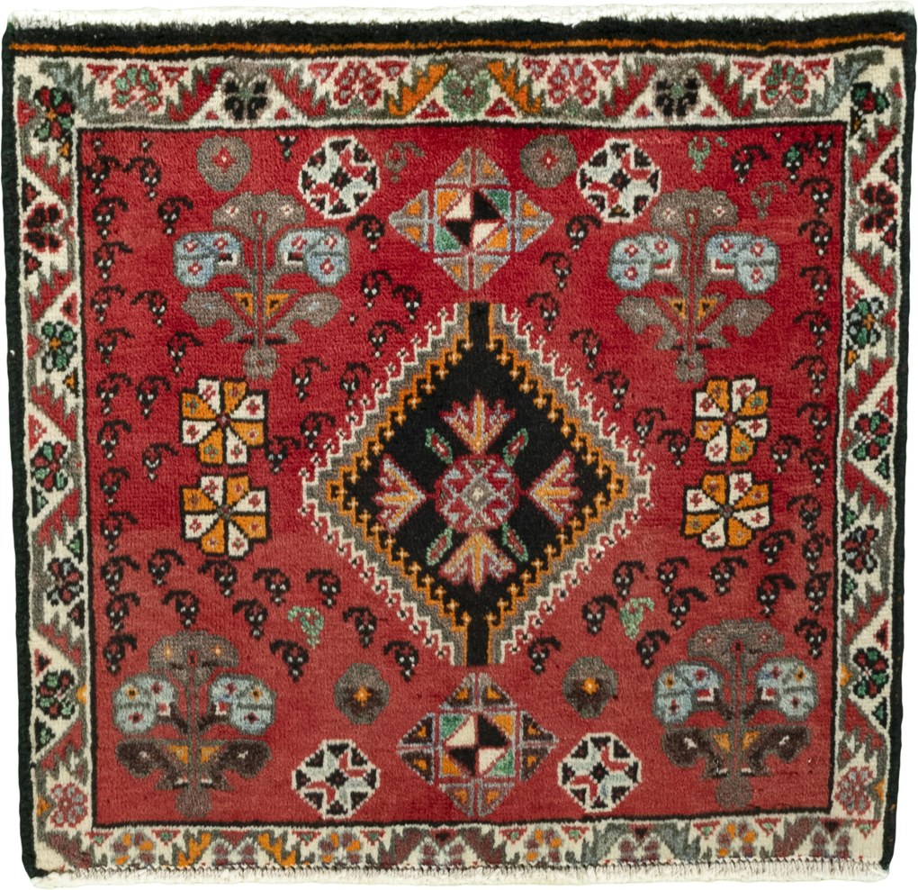 Shiraz Tappeto 60 x 60 Rosso (Iran) Annodato A Mano