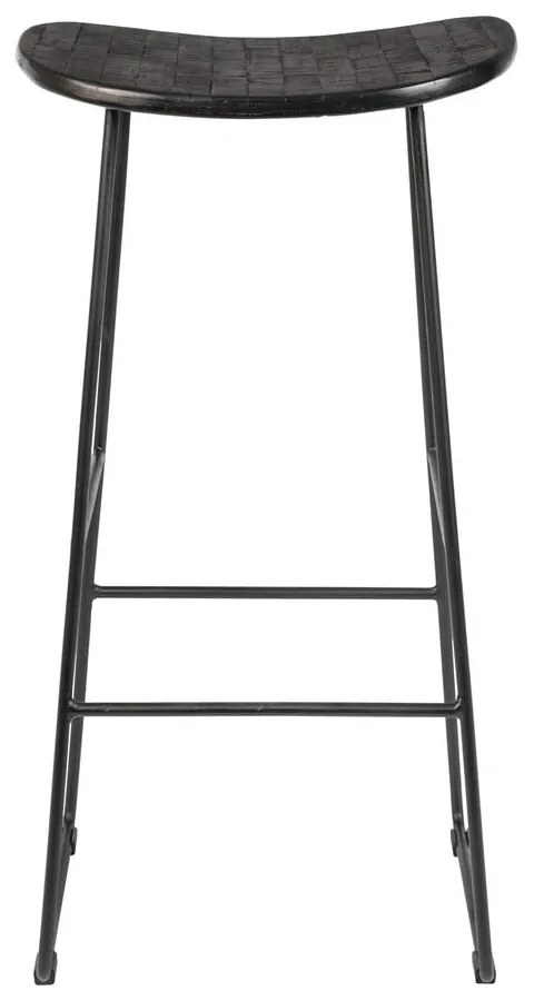 Sedia da bar nera in teak massiccio (altezza della seduta 76 cm) Tangle – White Label