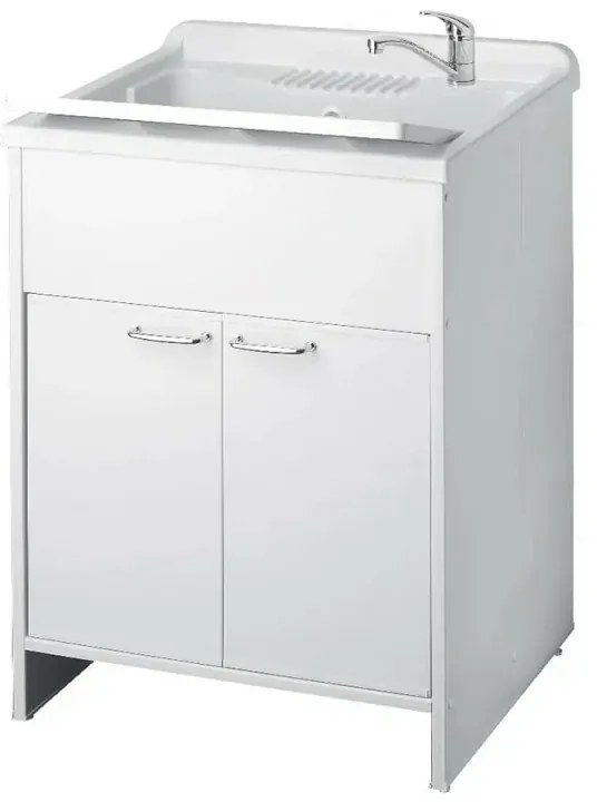 Mobile lavatoio 60x50 cm vasca in resina con asse e kit di scarico