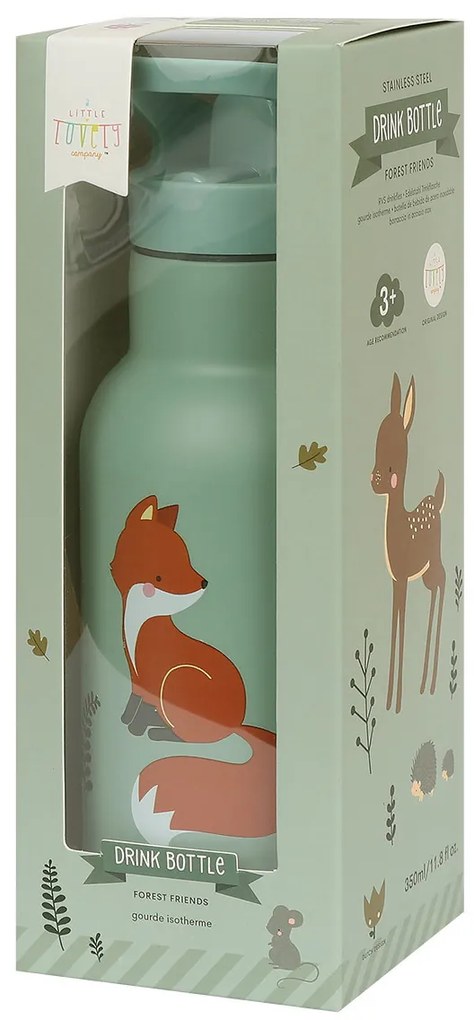 A Little Lovely Company - borraccia in acciaio inox, 350 ml - amici del bosco