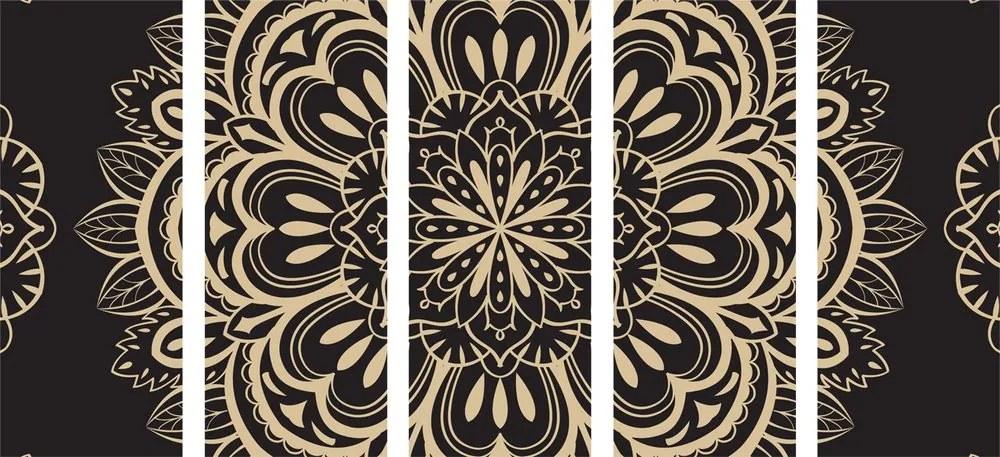 Quadri 5 pezzi – Mandala su sfondo nero