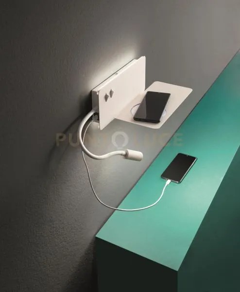 Applique da comodino flat a led destro bianco 3000k 790lm 9w