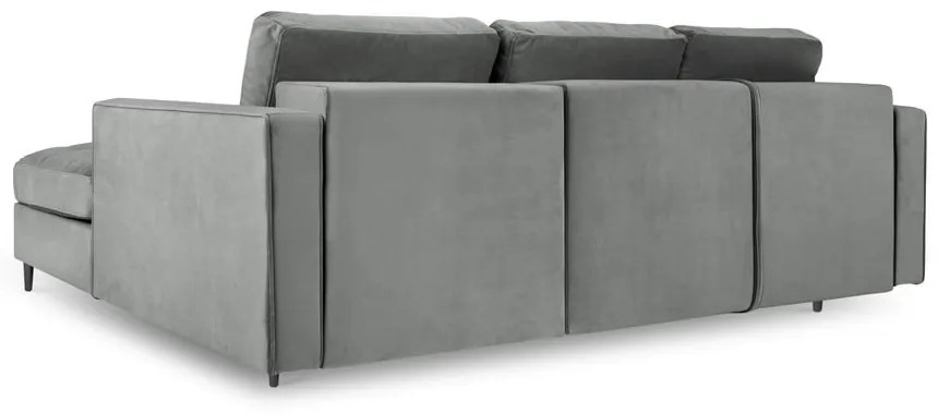 Divano letto angolare in velluto grigio chiaro, angolo destro Santo - Milo Casa