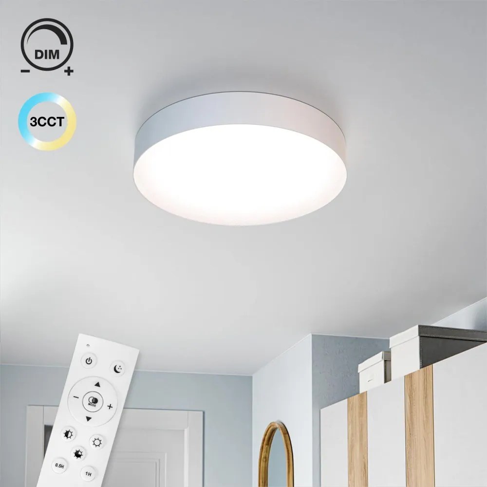 Plafoniera LED Rotonda 72W Ø490mm CCT Dimmerabile + Telecomando, Bianca Colore Bianco Variabile CCT