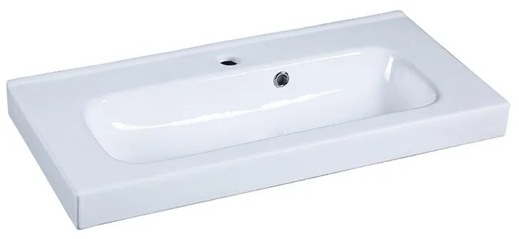 Lavabo integrale a incasso rettangolare vasca centrale Remix L 76 x H 14 x P 35 cm in ceramica bianco