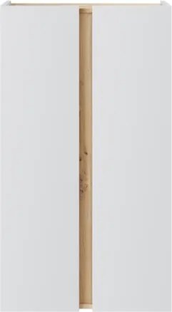 Scarpiera A 2 Ante E 6 Ripiani 56x35x102 Tempus Bianco e Rovere Nodi