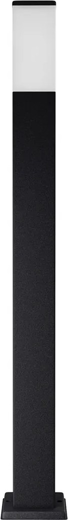 Paletto da Giardino 100cm Quadrato acciaio INOX Nero IP54 IK06 base E27