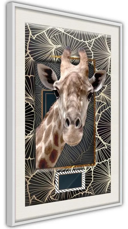 Poster  Giraffe in the Frame  Cornice Quadri Cornice d'oro con passe-partout, Larghezza x Altezza Home decor 20x30