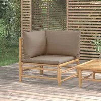 Divano Angolare da Giardino con Cuscini Tortora in Bambcod mxl 70680