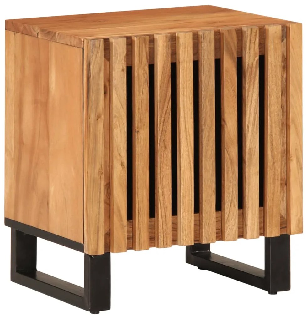 Comodino 40x34x46 Cm İn Legno Massello Di Acacia /