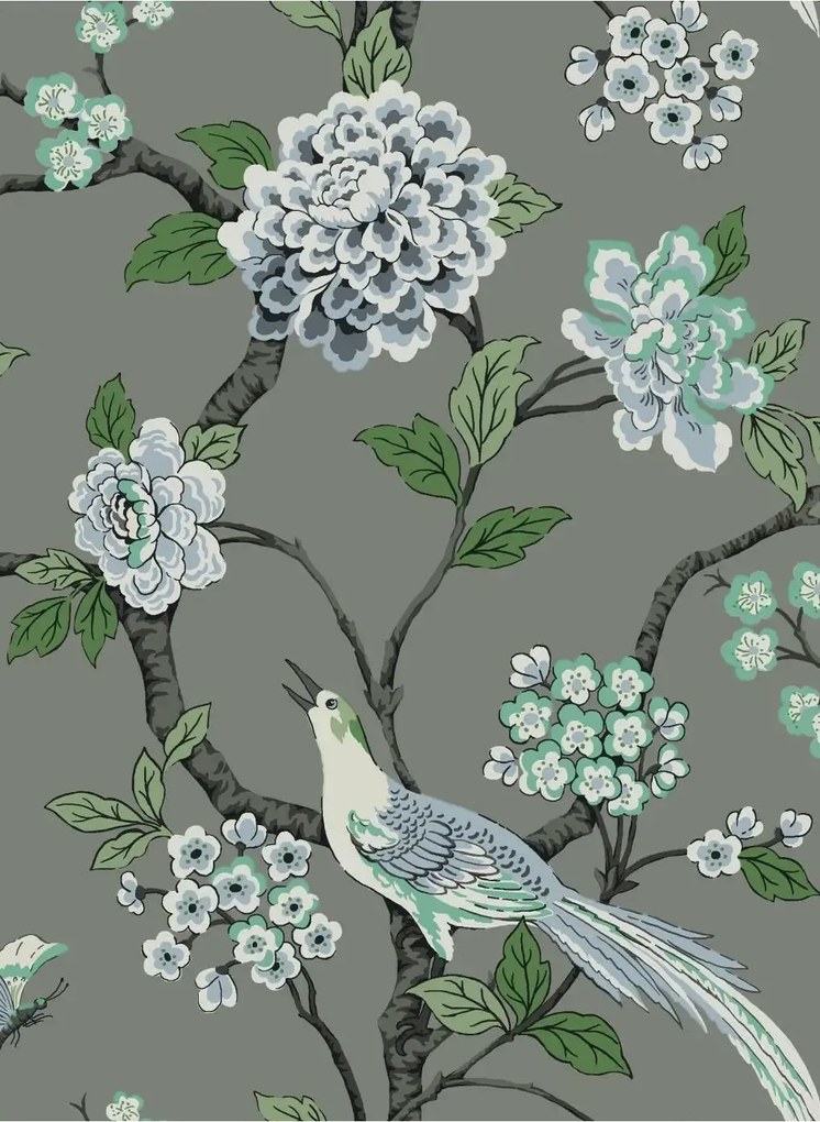 Coordonne Tapete Bird Song - Steel