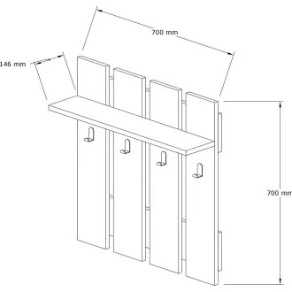 Appendiabiti MITA 70x70 cm antracite/marrone