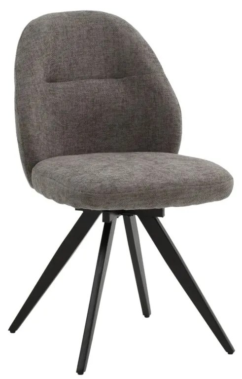 Set di sedie girevoli ZENNENDAL in tessuto grigio e gambe in metallo nero