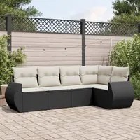 Set Divani da Giardino 5 pz con Cuscini in Polyrattan Nero 3221325