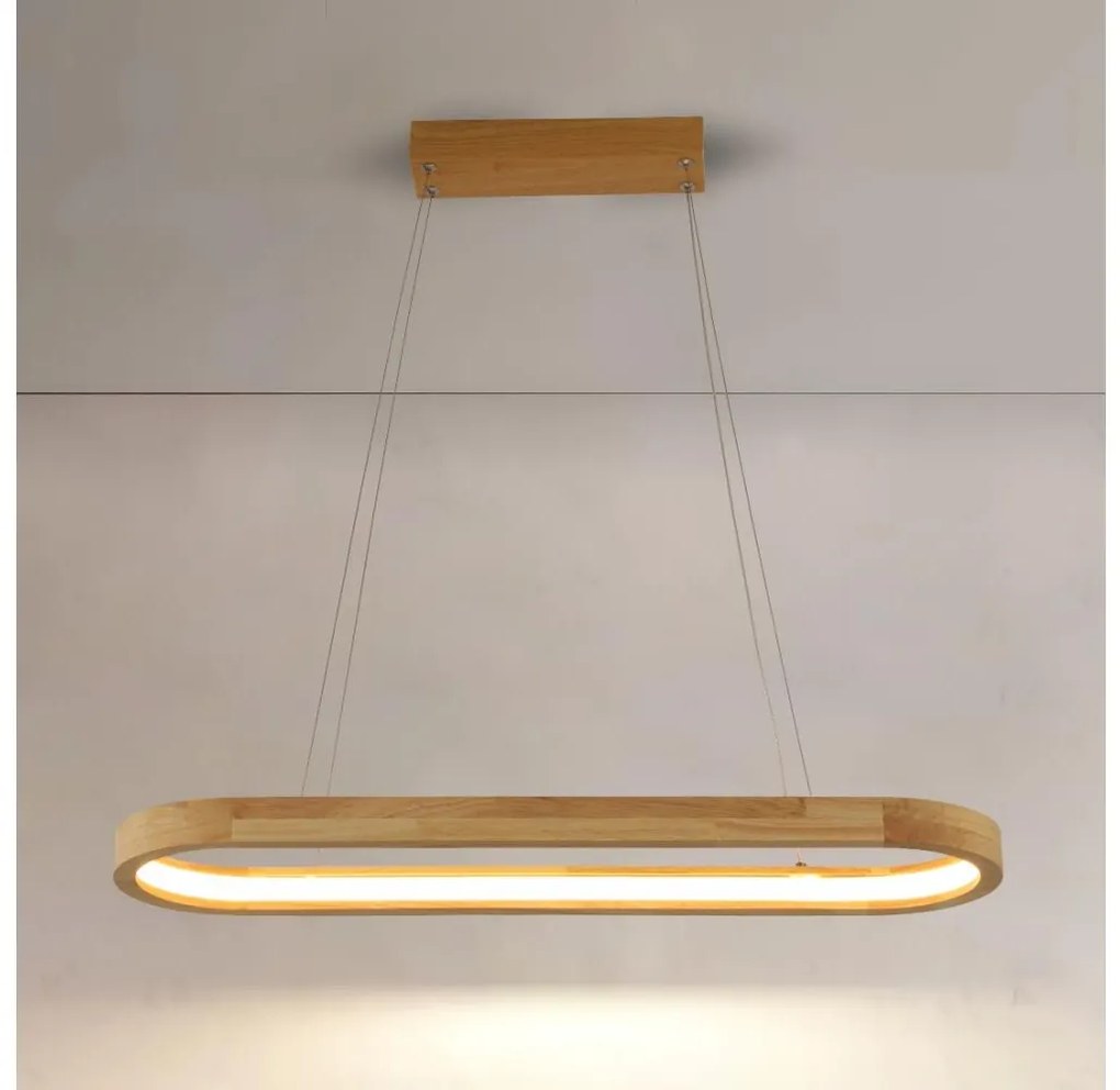 Brilagi - Lampadario LED a sospensione su cavo UMEA WOOD LED/30W/230V 70x20 cm legno di hevea