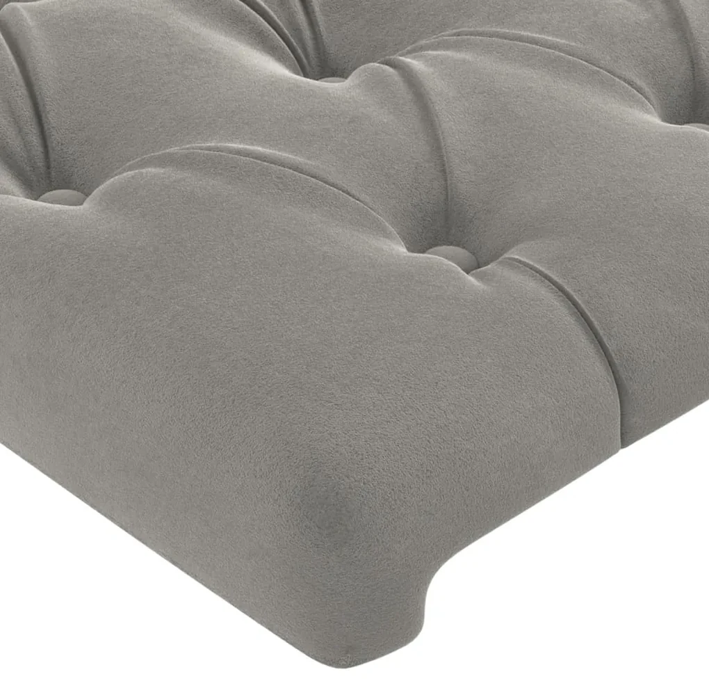 Testiera ad orecchio grigio chiaro 203x23x78/88 cm in velluto