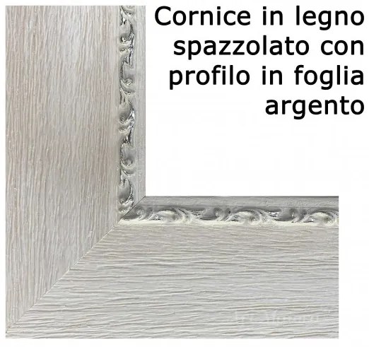 Art Maiora Capezzale con la famiglia in stile moderno "Amore Indelebile" 110x65 Cornice in legno spazzolato con profilo in foglia argento