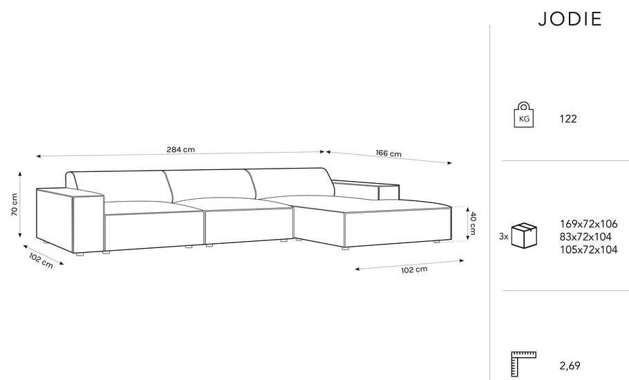 Divano angolare beige in tessuto bouclé (angolo destro) Jodie - Micadoni Home