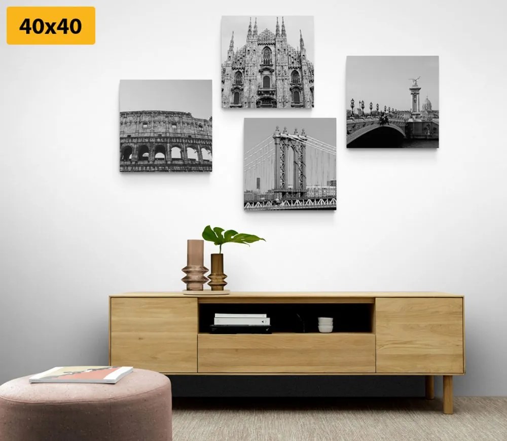 Set di quadri – Città in bianco e nero