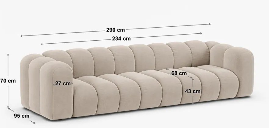 Divano grigio con rivestimento in ciniglia 290 cm Lupine – Micadoni