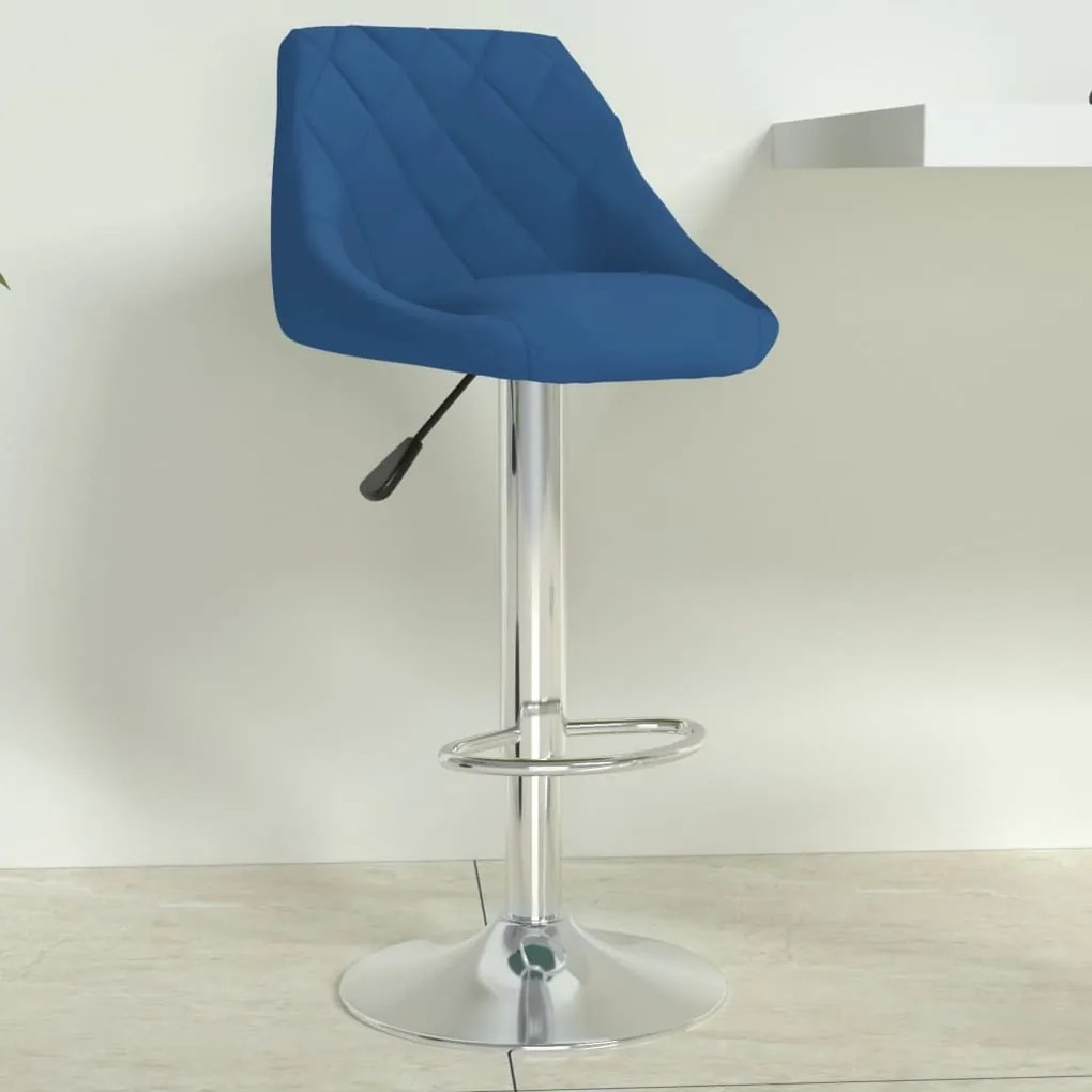 Sgabello Da Bar Blu İn Velluto /