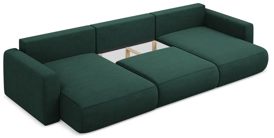 Divano angolare verde allungabile/con contenitore (a U) Kapua – Makamii