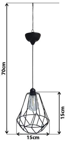 Lampadario solare LED su filo KATTY 1,2V 300 mAh IP44