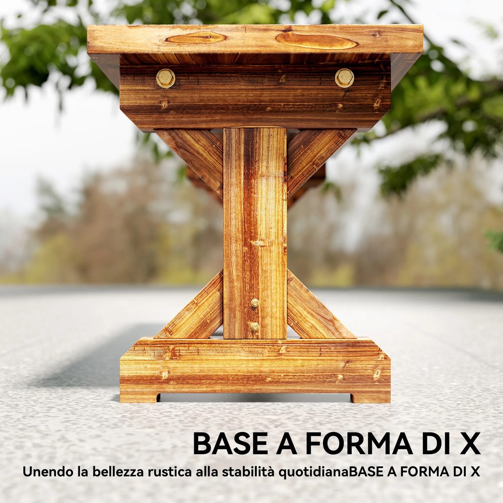 Panca da Giardino 2 Posti 114x40x46 cm Senza Schienale in Stile Rustico in Legno di Abete...