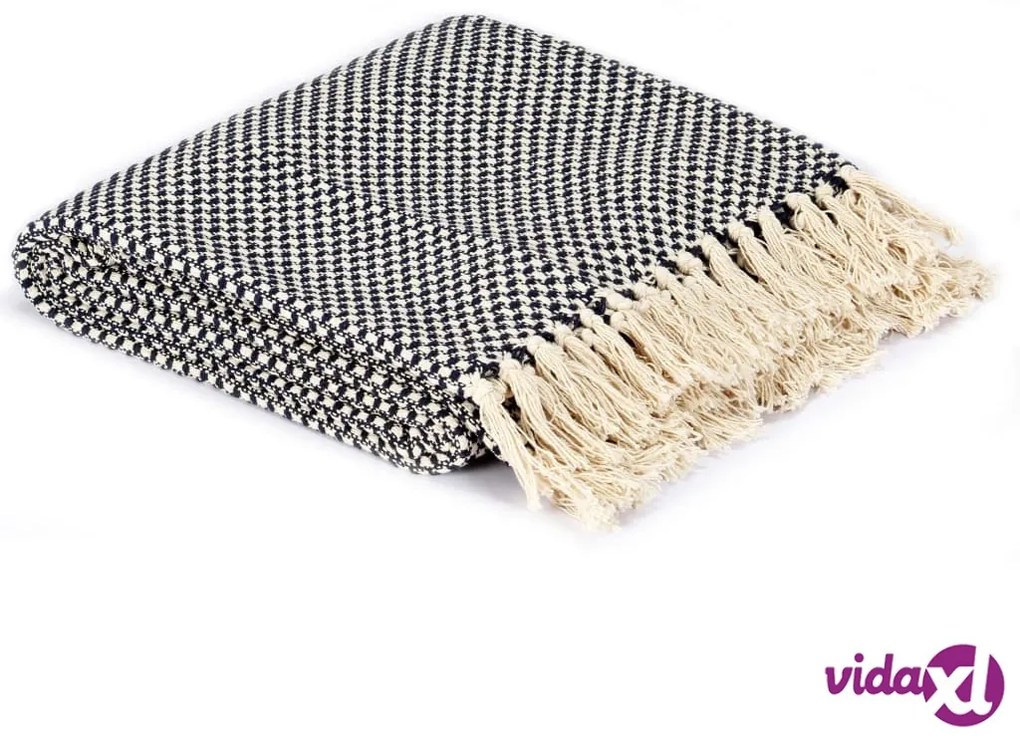 vidaXL Copriletto in Cotone 220x250 cm Blu Marino