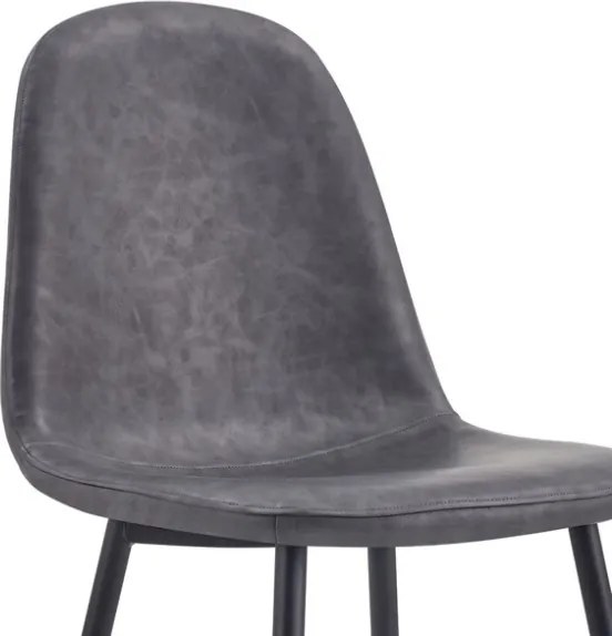 Sedia Da Pranzo Moderna In Ecopelle Grigia Gambe Nere Irene