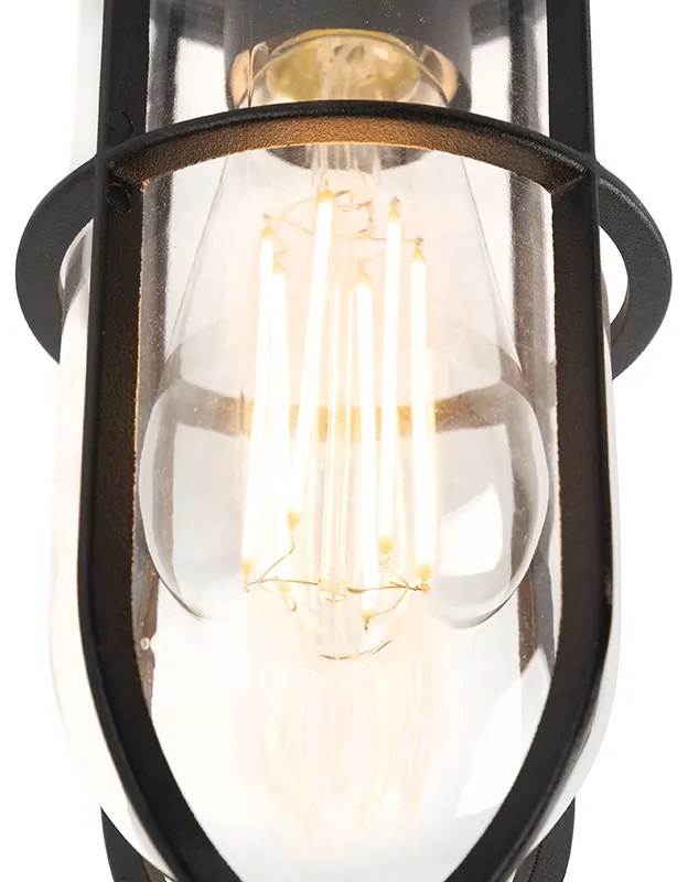 Lampada da soffitto per esterni in stile rustico nera con vetro IP44 - Elza