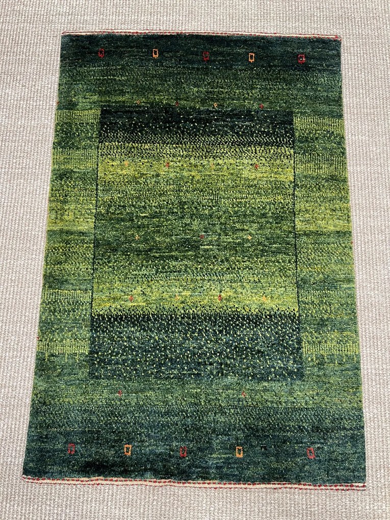 Loribaft Tappeto 90 x 60 Verde (Iran) Annodato A Mano