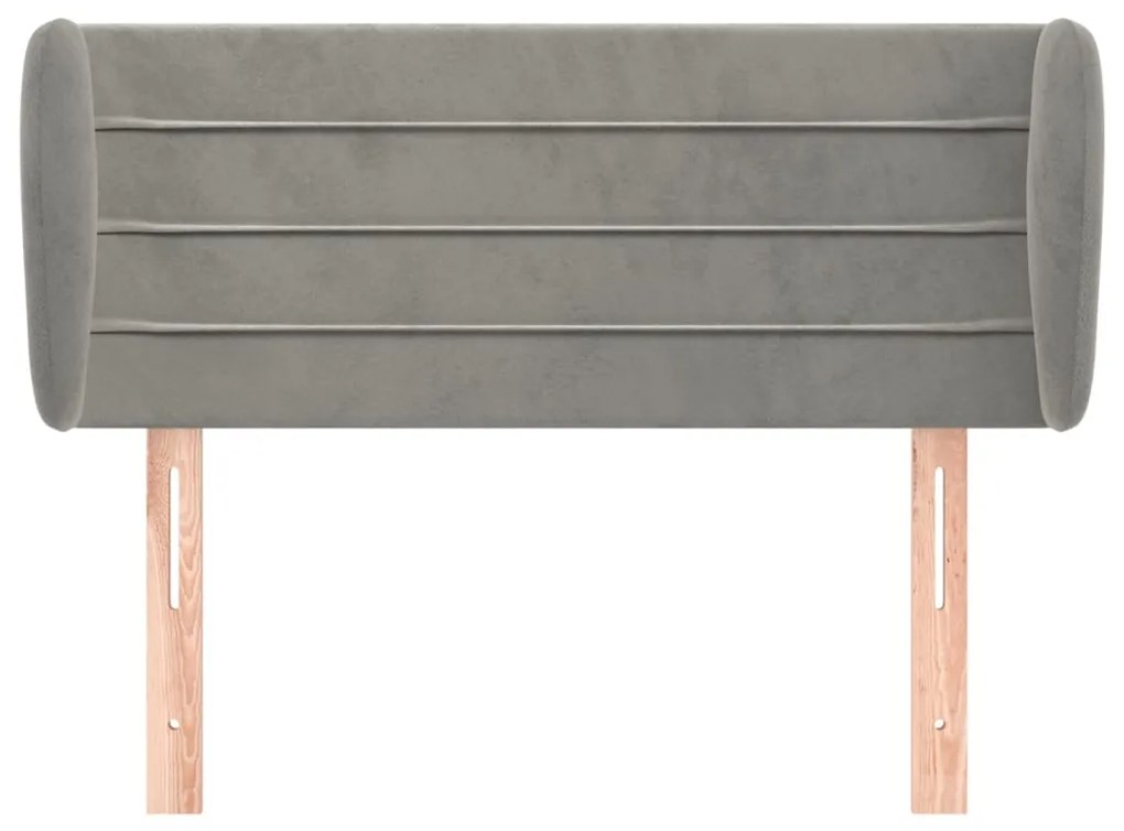 Testiera ad orecchio grigio chiaro 103x23x78/88 cm in velluto
