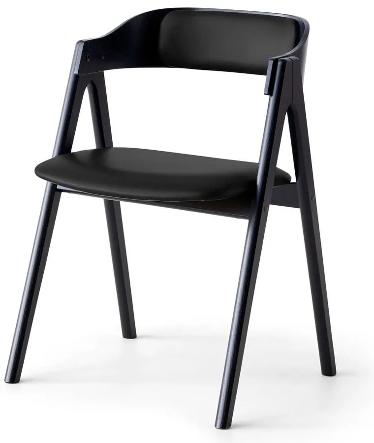 Sedia da pranzo in rovere nero con seduta in pelle Findahl di Hammel Mette - Hammel Furniture