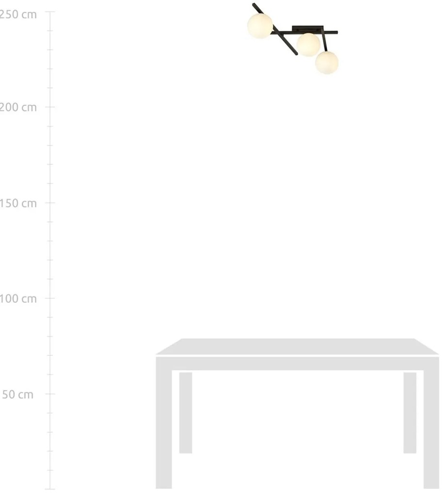 Lampadario da Soffitto in Acciaio e Vetro SMART 3 Nero 3xE14